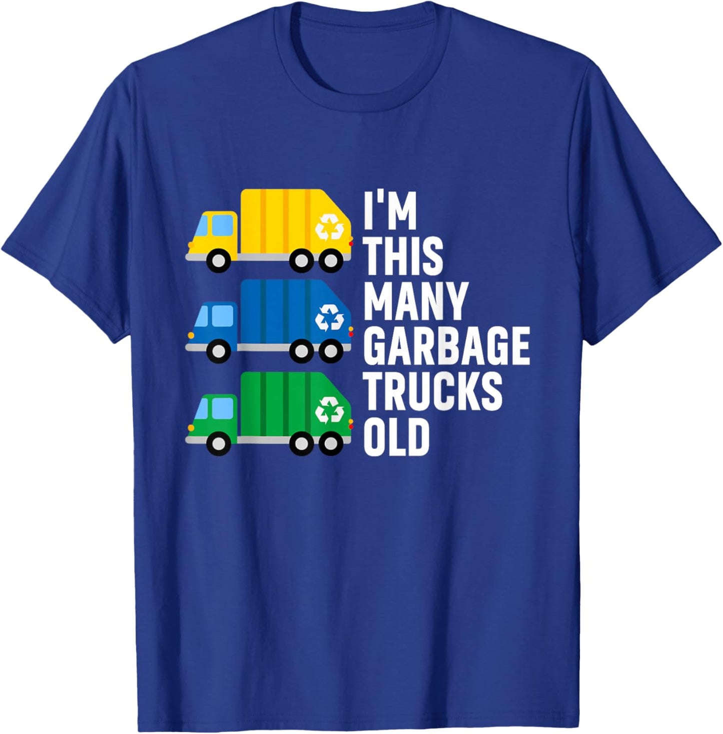 3rd Birthday 3 Years Old - I'm This Many Garbage Trucks Old T-Shirt - T-Shirt | Royal