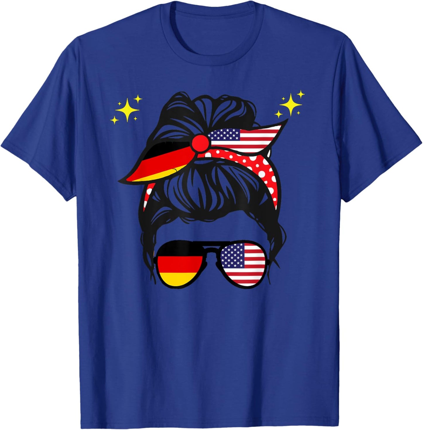 Amerikanische Deutschland-Flagge, halbe amerikanische Hälfte, deutsche Mädchen T-Shirt - T-Shirt | Royal