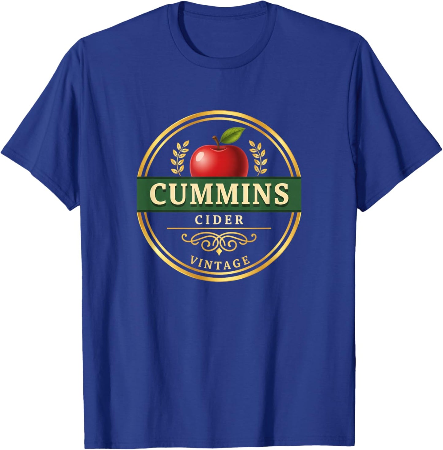 Cummins Cider Vintage Logo Funny Adult Humor Apple Label T-Shirt - T-Shirt | Royal