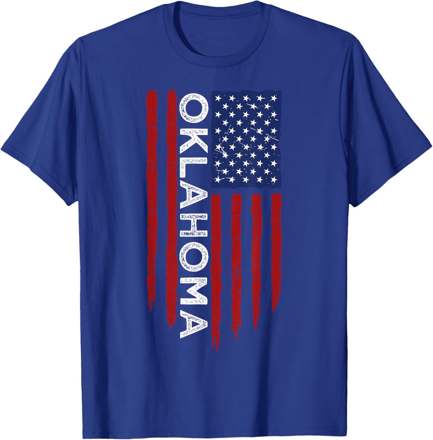 Oklahoma Home State OK American Flag Retro Design T-Shirt - T-Shirt | Royal