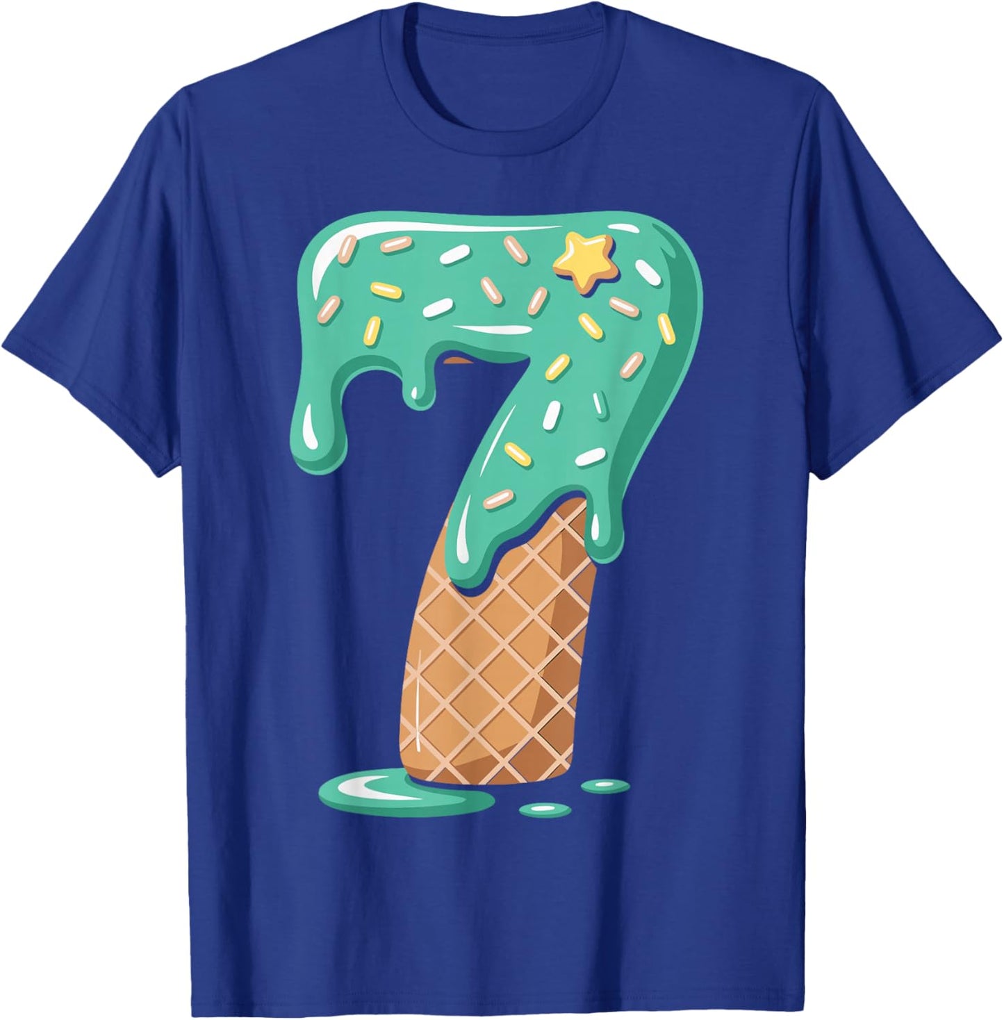 Funny Number 7 Meme Ice Cream Drip Six Seven Matching Kids T-Shirt - T-Shirt | Royal