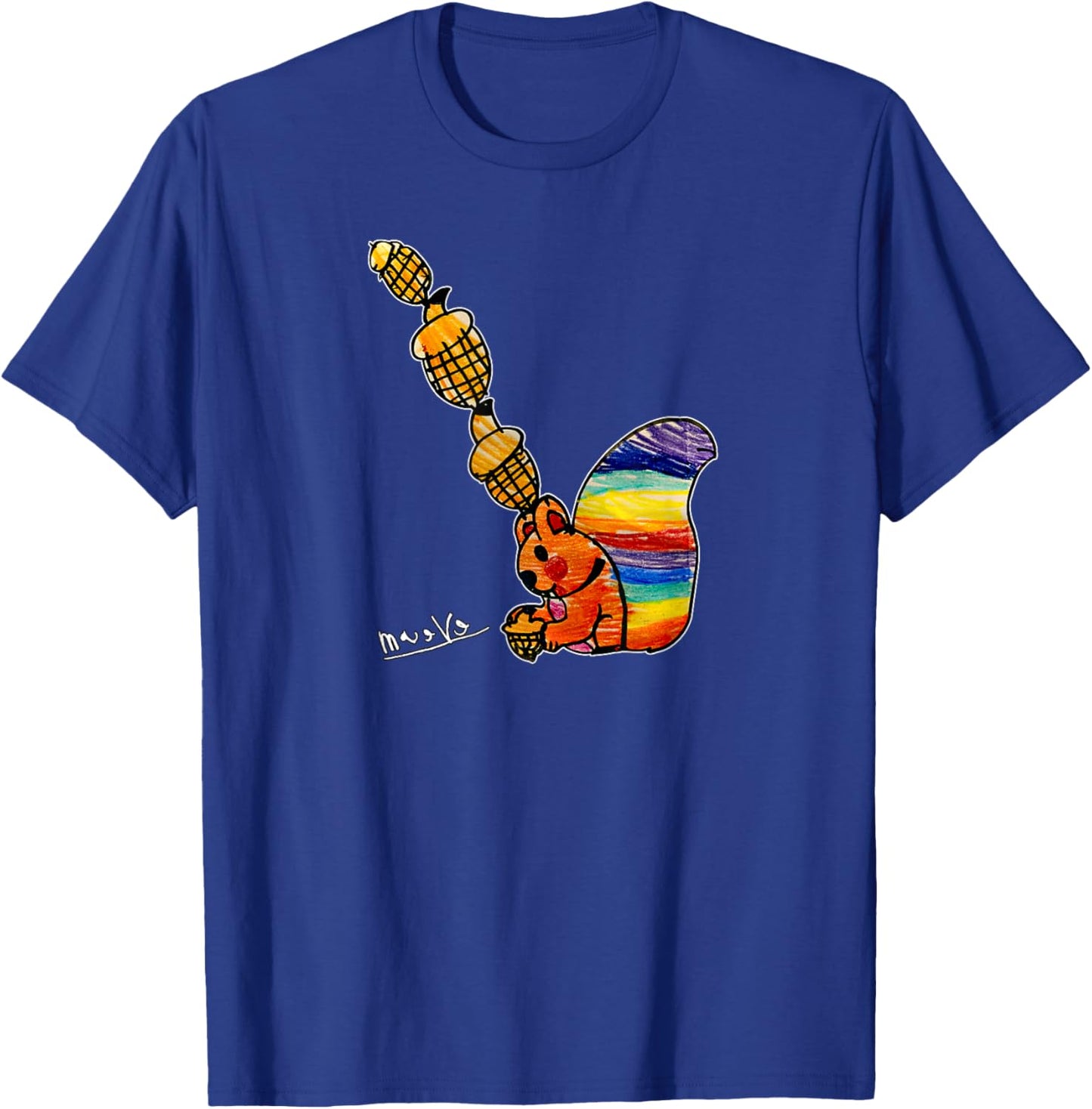 MerchByMaever Rainbow Squirrel Drawing , Small T-Shirt - T-Shirt | Royal