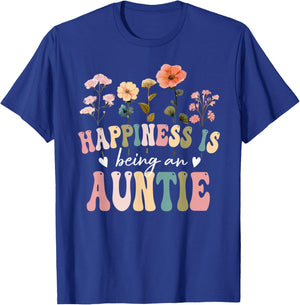 Happiness is Being Auntie Floral Design Auntie Mother's Day T-Shirt - T-Shirt | Royal