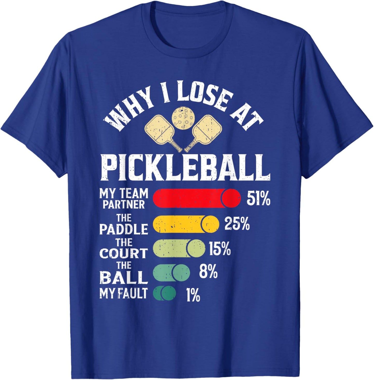 Why I Lose at Pickleball Funny Design for Pickleball Players T-Shirt - T-Shirt | Royal