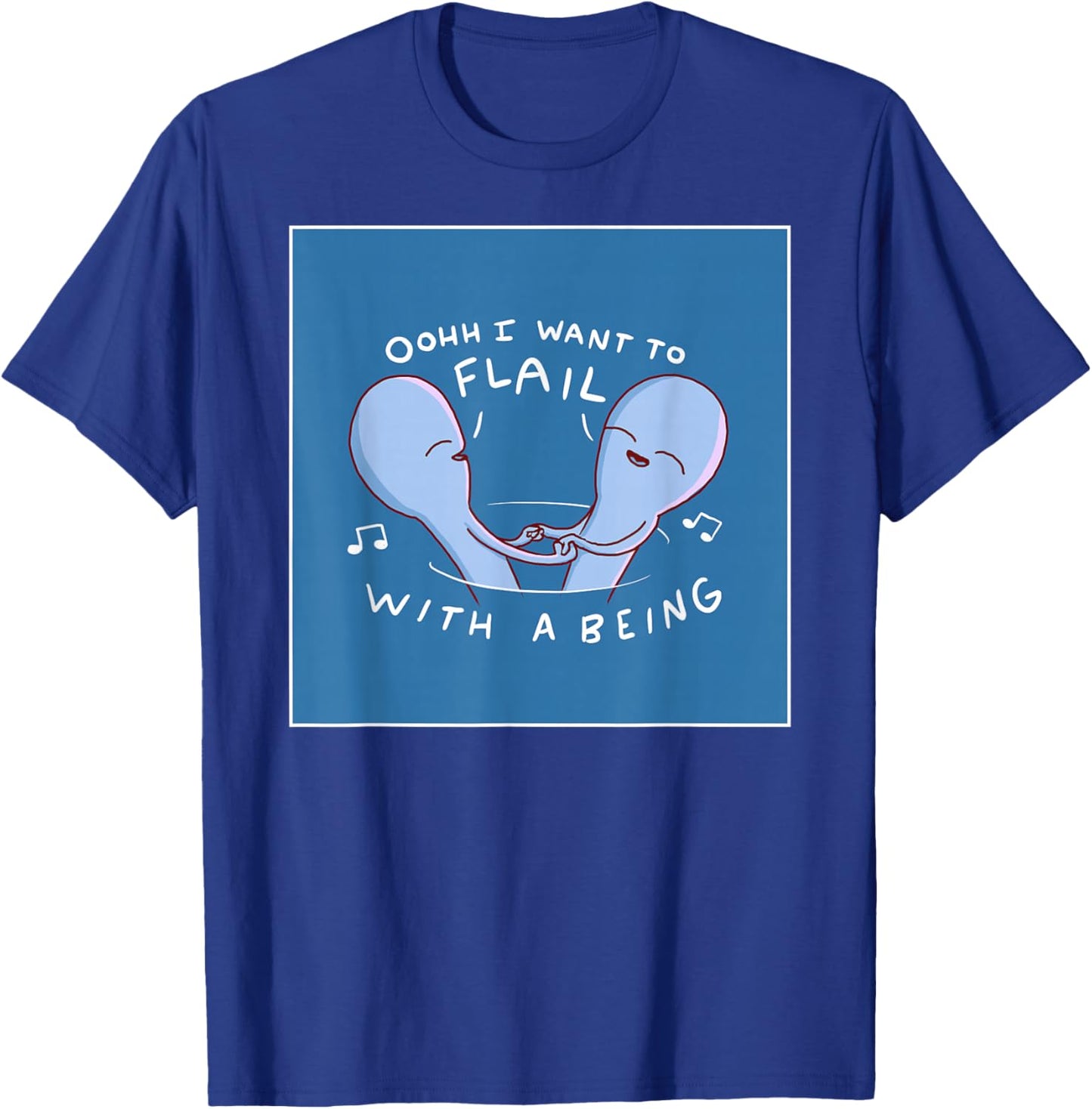 Threadless Nathan W. Pyle Flail With A Being Graphic T-Shirt - T-Shirt | Royal