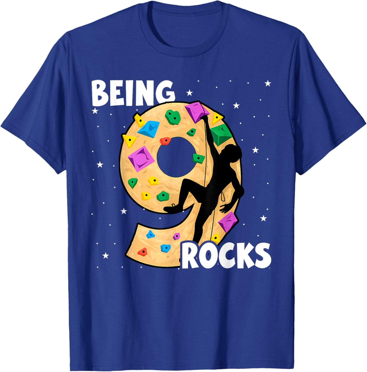 9 Year Old Rock Climbing 9th Birthday Adventures Climber T-Shirt - T-Shirt | Royal