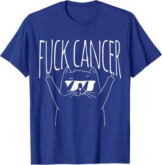 Fuck Cancer Cat Cancer Awareness T-Shirt - T-Shirt | Royal