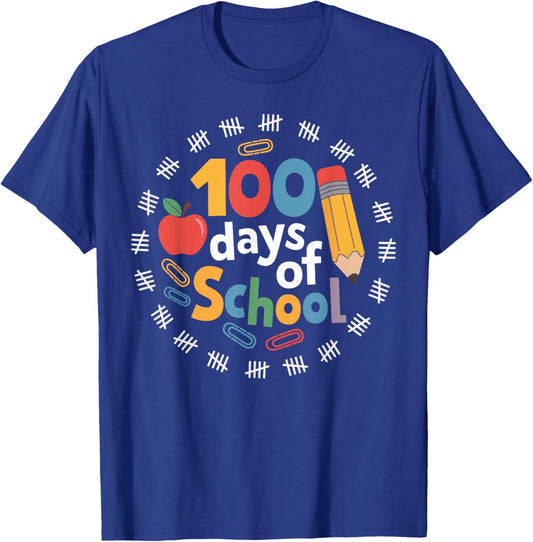 Happy 100th Day of School 100 Days Smarter Teacher Students T-Shirt - T-Shirt | Royal