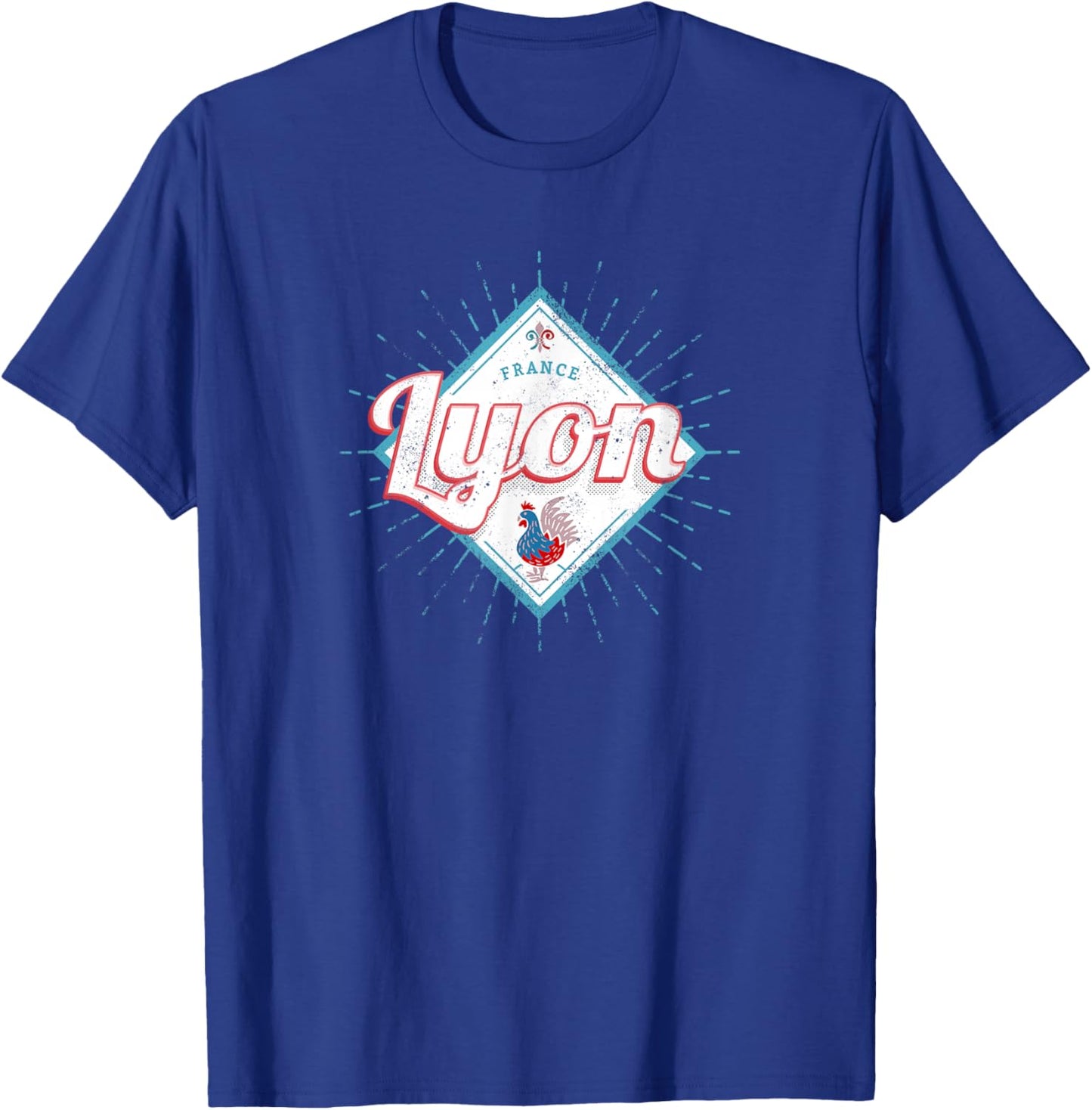 Lyon Stadt Frankreich Retro Hahn Vintage Souvenir T-Shirt - T-Shirt | Royal