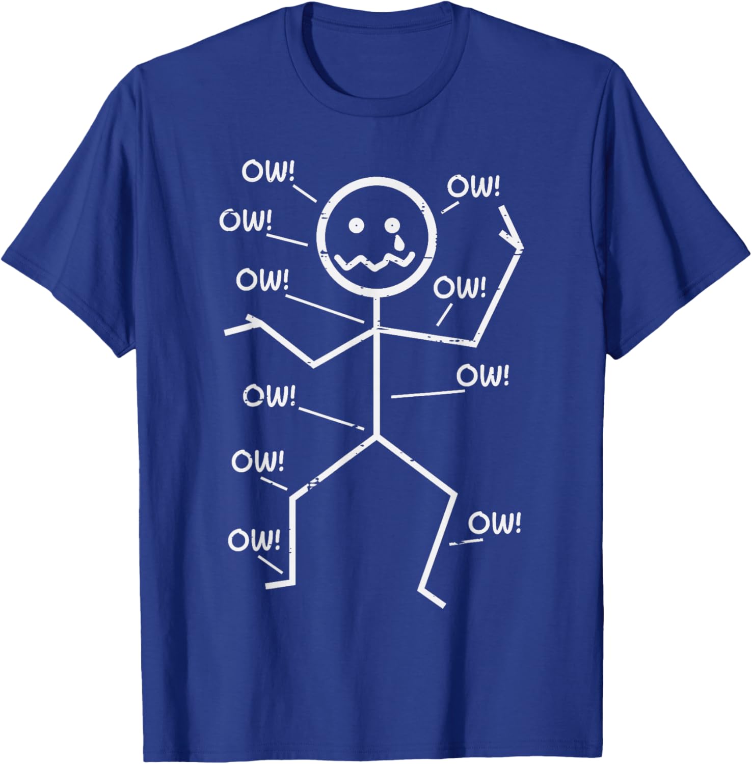 Crying Stickman Ow Ow Funny Pain Meme Humor Men Women Kids T-Shirt - T-Shirt | Royal