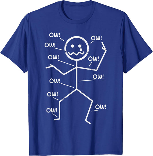 Crying Stickman Ow Ow Funny Pain Meme Humor Men Women Kids T-Shirt - T-Shirt | Royal