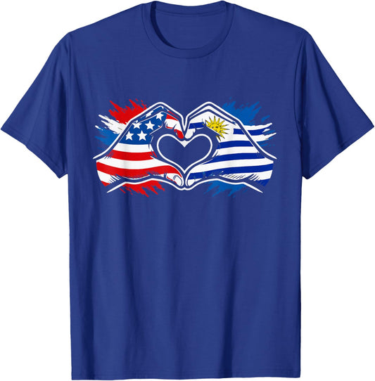 Uruguay American Flag T-Shirt - T-Shirt | Royal