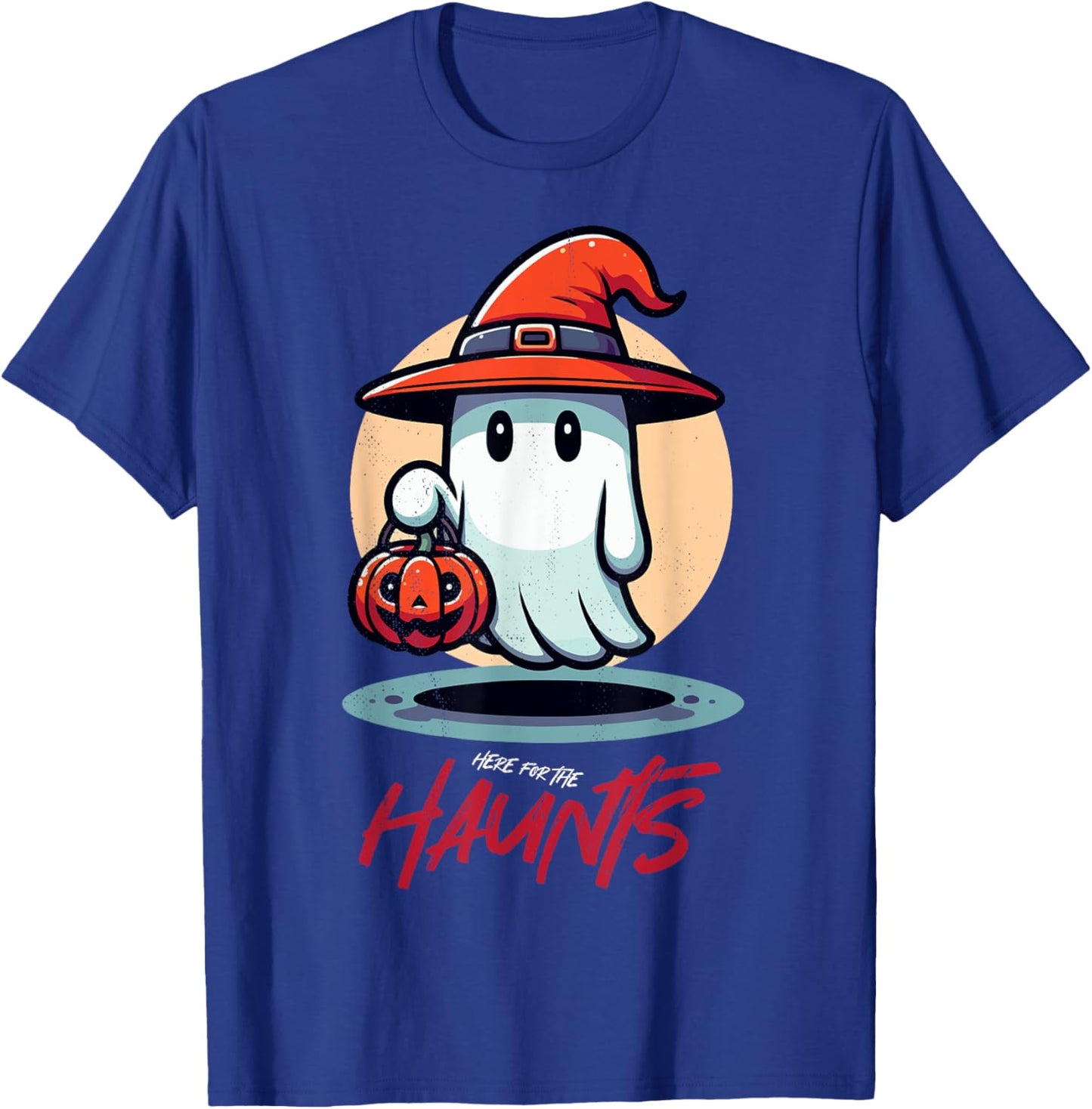 Halloween ghost. Here for the Haunts. T-Shirt - T-Shirt | Royal