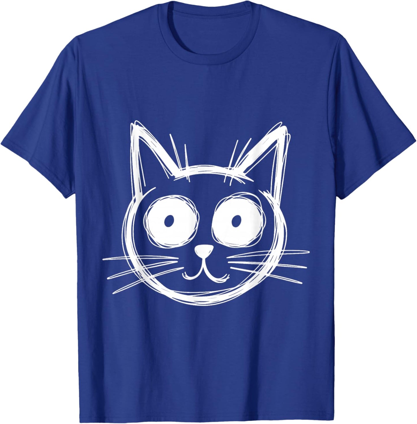 Funny Sketchy Cat Pet Energy Minimal Line Art Drawing Style T-Shirt - T-Shirt | Royal