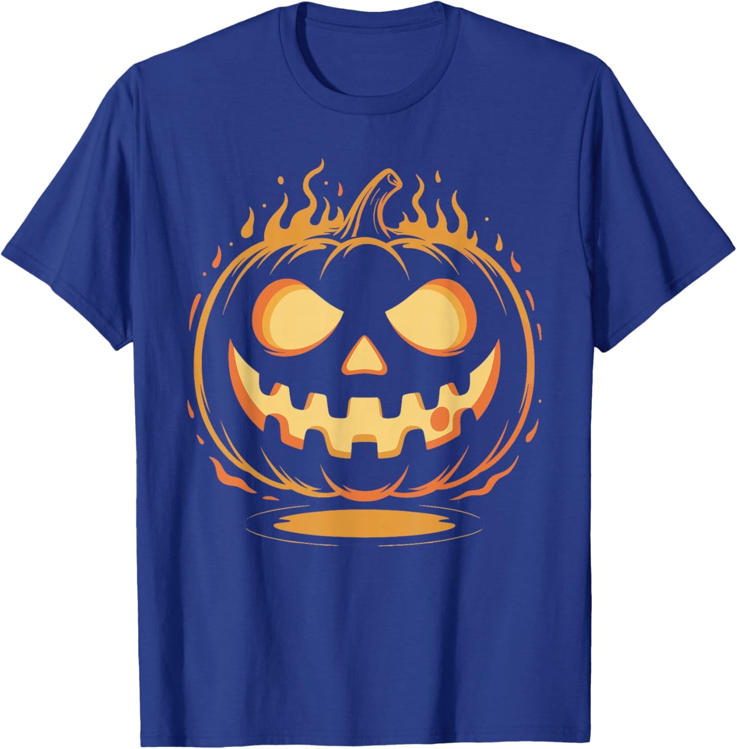 Flaming Jack O Lantern Pumpkin Face Halloween T-Shirt - T-Shirt | Royal