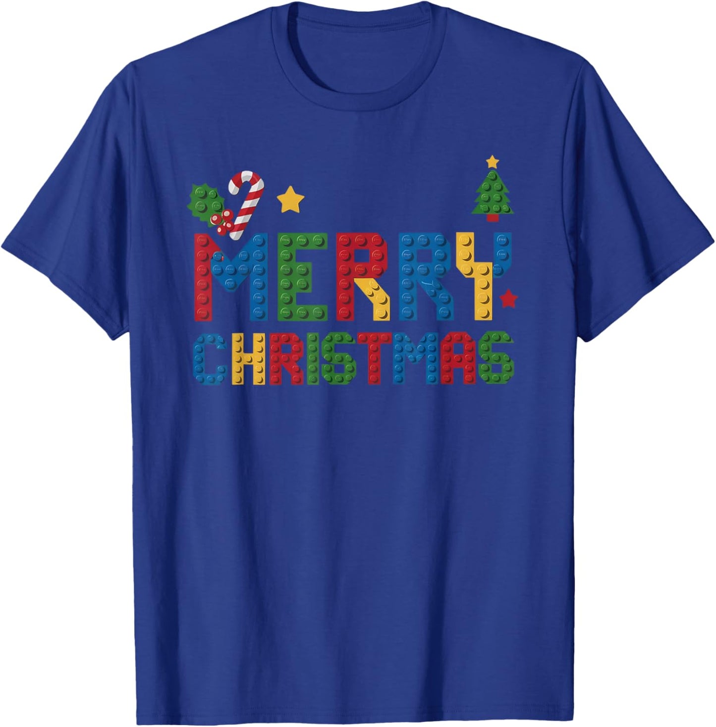 Merry Christmas Master Builder Kids Building Blocks Bricks T-Shirt - T-Shirt | Royal