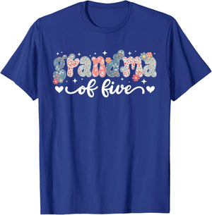 Grandma of Five Grandmother of Five Grandma of 5 T-Shirt - T-Shirt | Royal