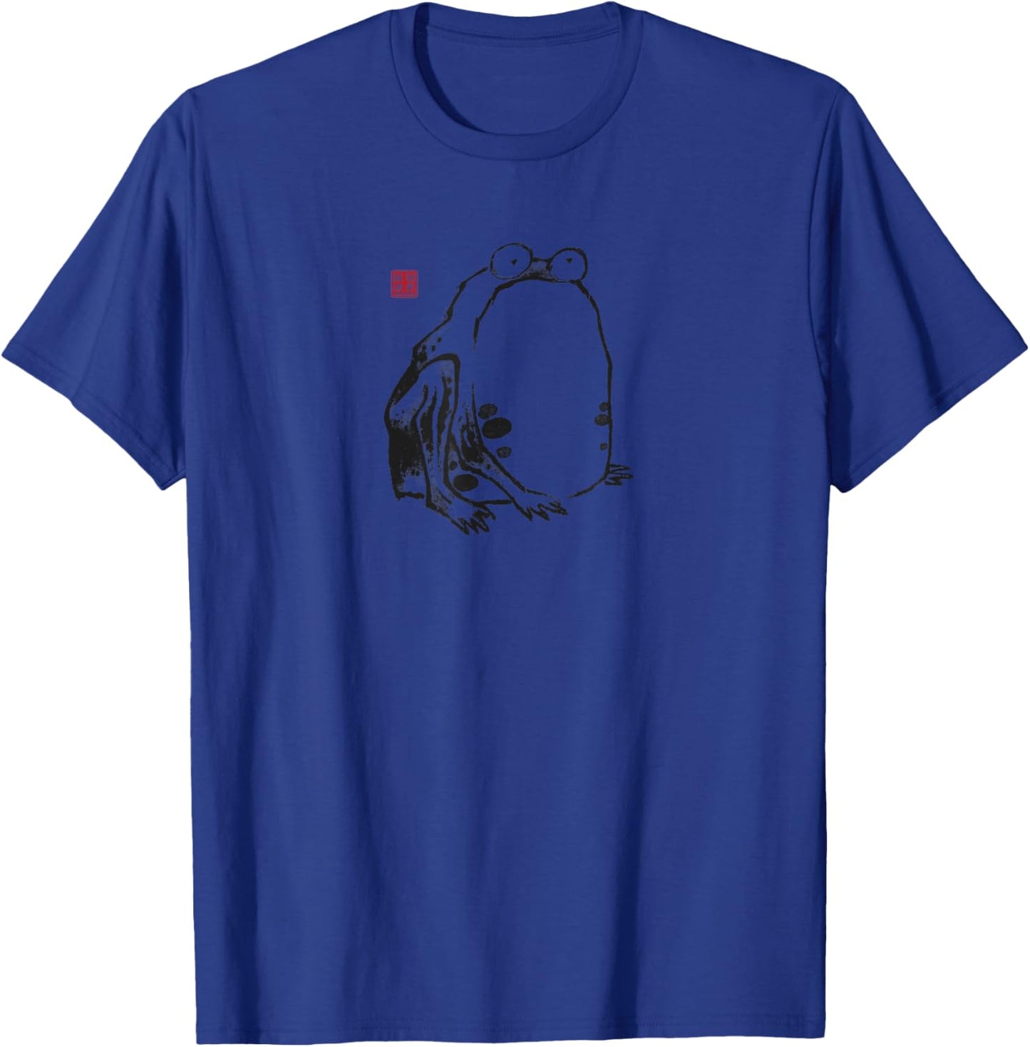 Funny Grumpy Frog Meme Japanese Sumi-e Vintage Art T-Shirt - T-Shirt | Royal