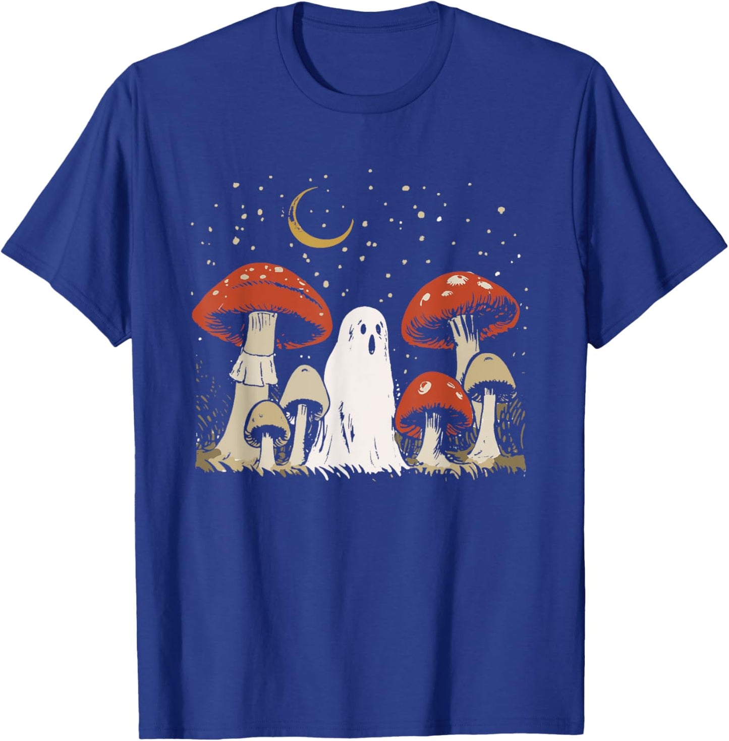 Halloween Mushroom Ghost Vintage Grunge 90 Aesthetic Graphic T-Shirt - T-Shirt | Royal