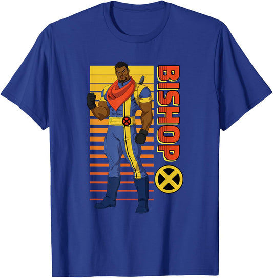 Marvel X-Men '97 Bishop Lucas Striped Retro T-Shirt - T-Shirt | Royal
