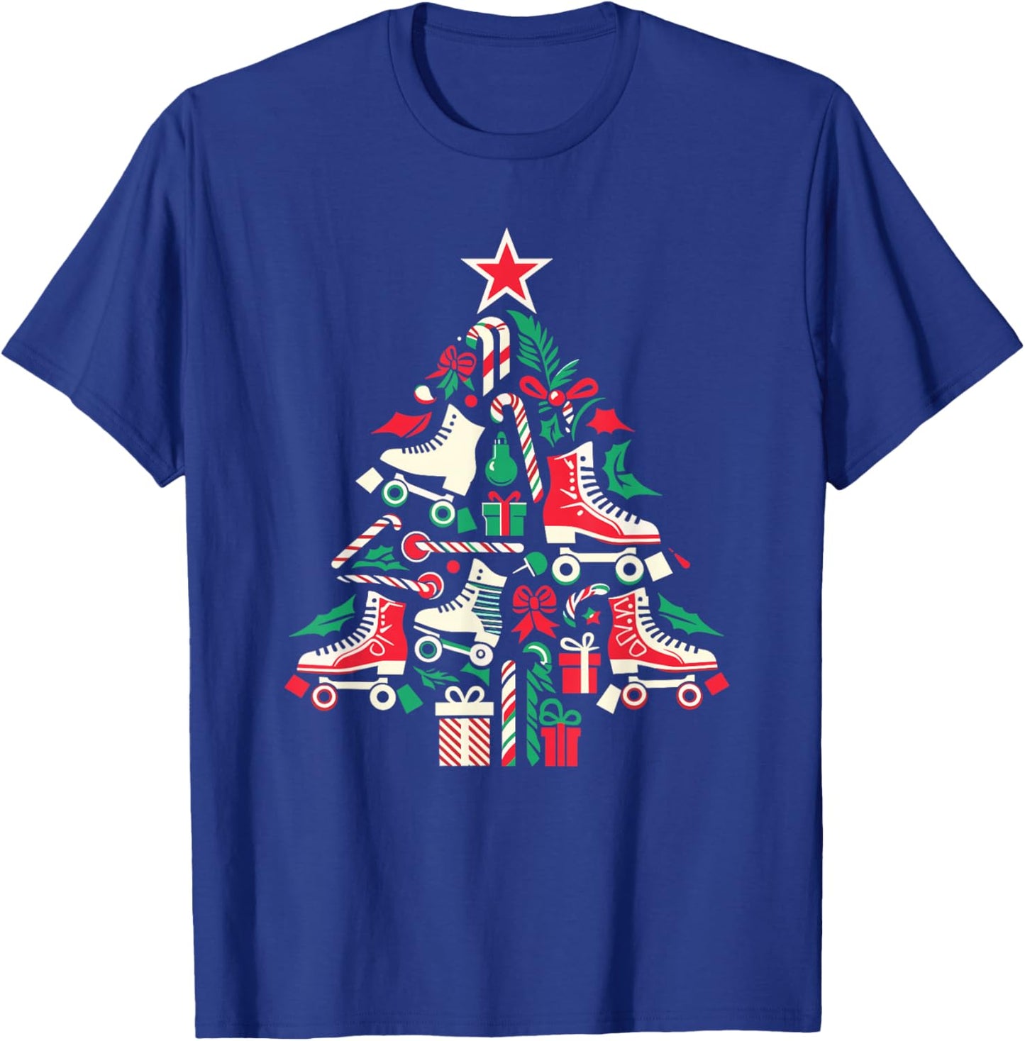 Funny Roller Skating Christmas Tree Roller Skate T-Shirt - T-Shirt | Royal