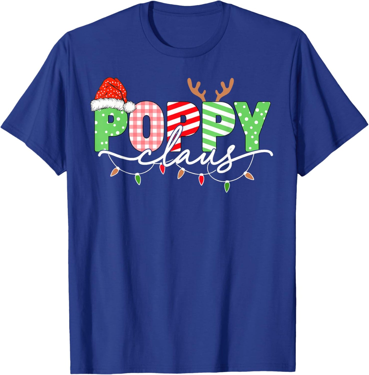 Poppy Claus Christmas Lights Santa Hat Family Matching T-Shirt - T-Shirt | Royal