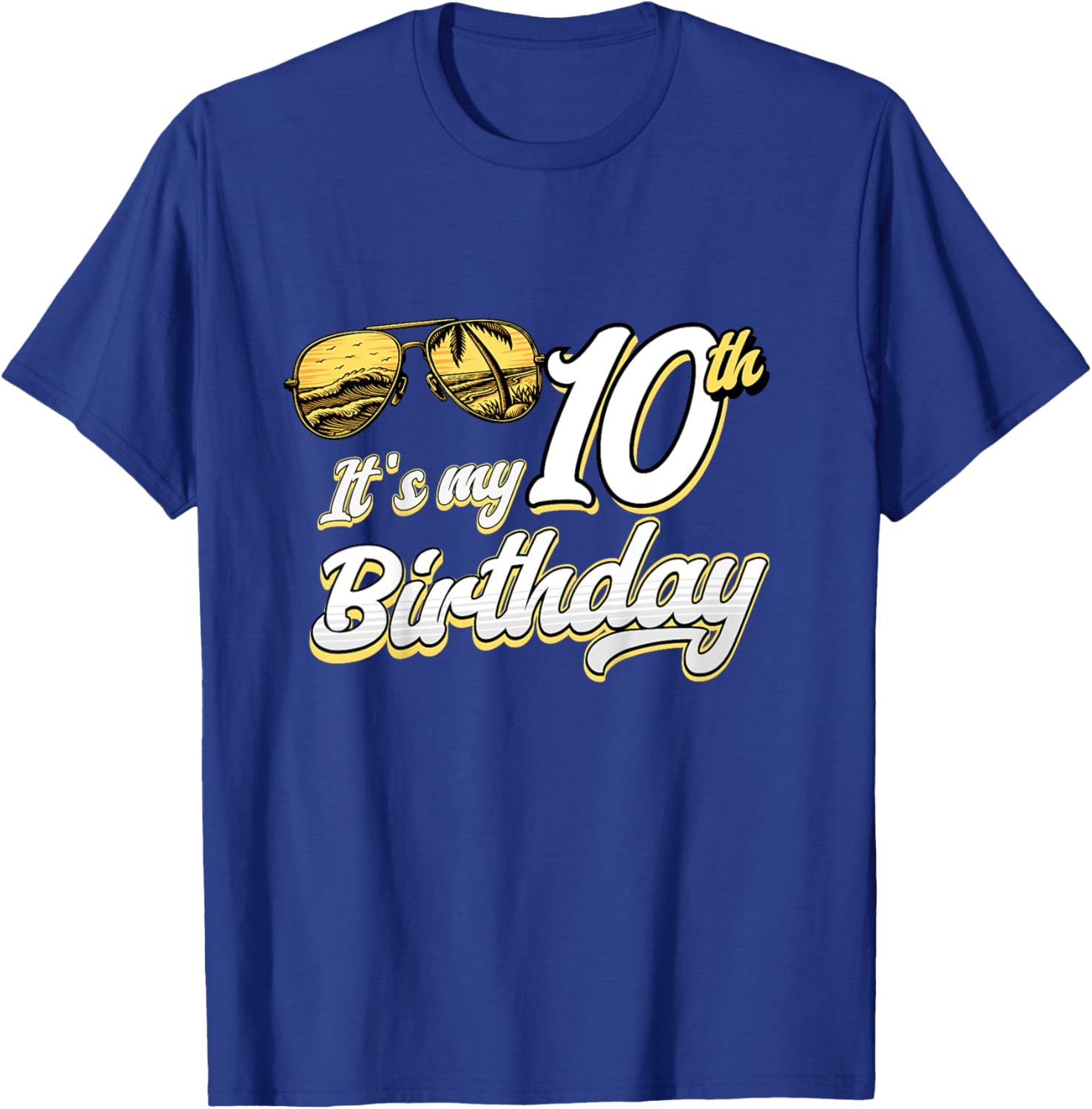 It's My 10th Birthday Beach Themed Party Summer 10 Years Old for Kids T-Shirt - T-Shirt | Royal