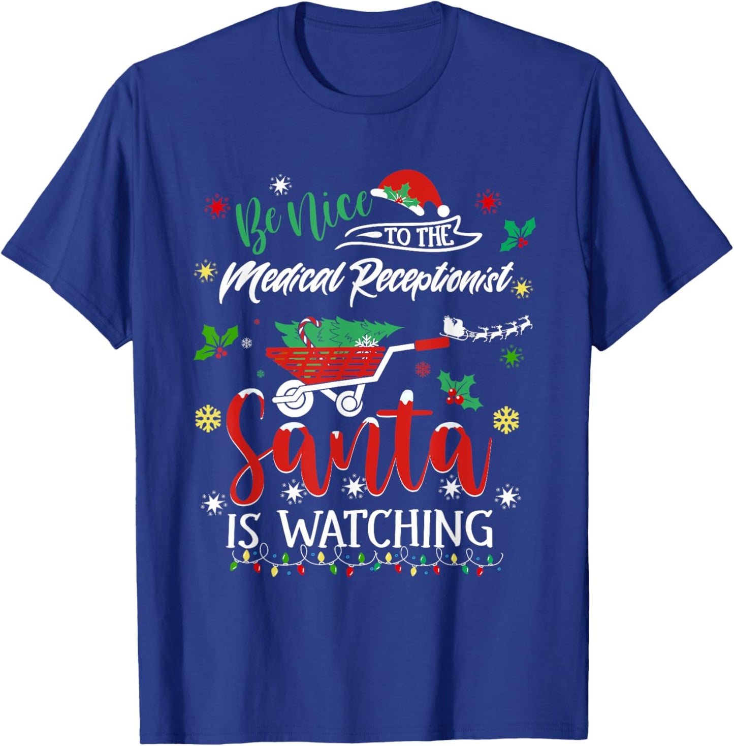 Funny Christmas Medical Receptionist Festive Holiday Pajama T-Shirt - T-Shirt | Royal