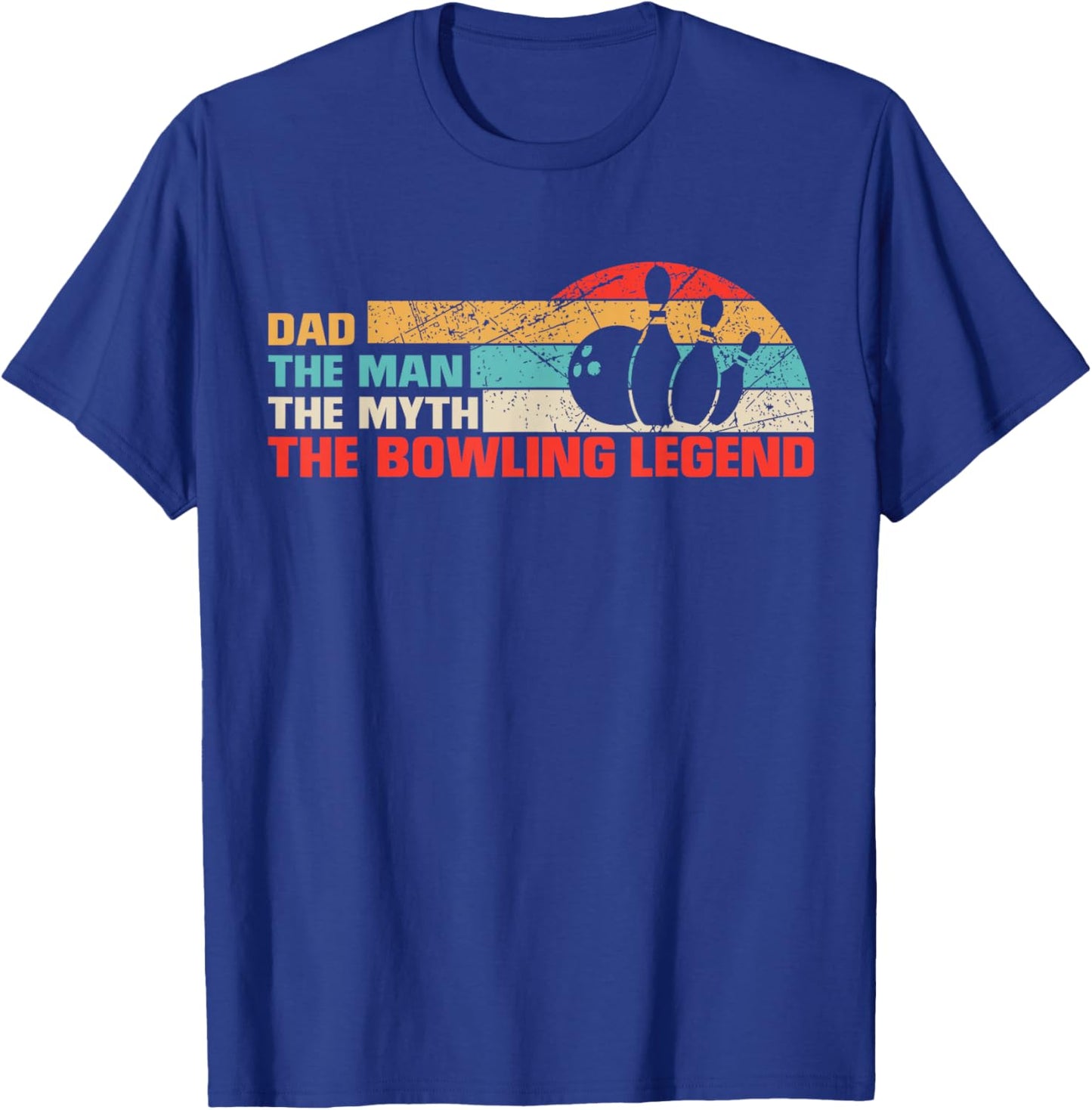 Retro Bowling Player Dad Vintage Bowler Father's Day T-Shirt - T-Shirt | Royal