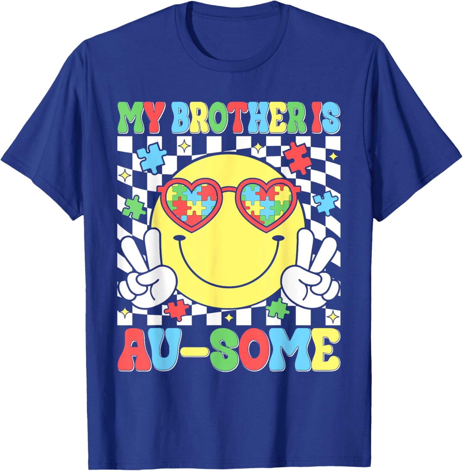 My Brother Is Ausome Autism Awareness Boys Girl Autism Squad T-Shirt - T-Shirt | Royal