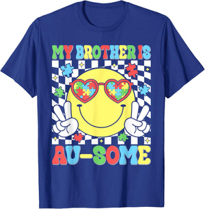 My Brother Is Ausome Autism Awareness Boys Girl Autism Squad T-Shirt - T-Shirt | Royal