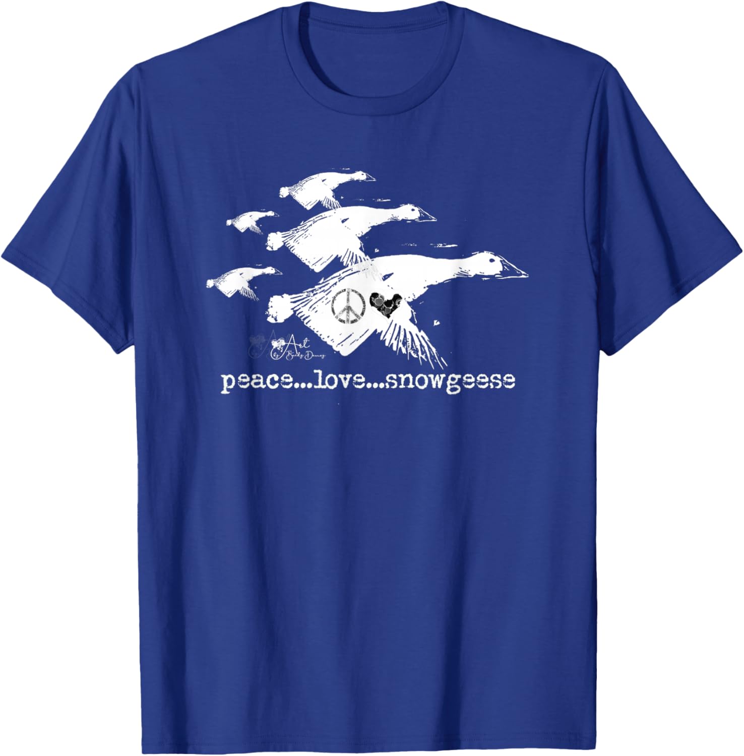 Peace Love Snowgeese Silhouette Design T-Shirt - T-Shirt | Royal