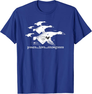 Peace Love Snowgeese Silhouette Design T-Shirt - T-Shirt | Royal