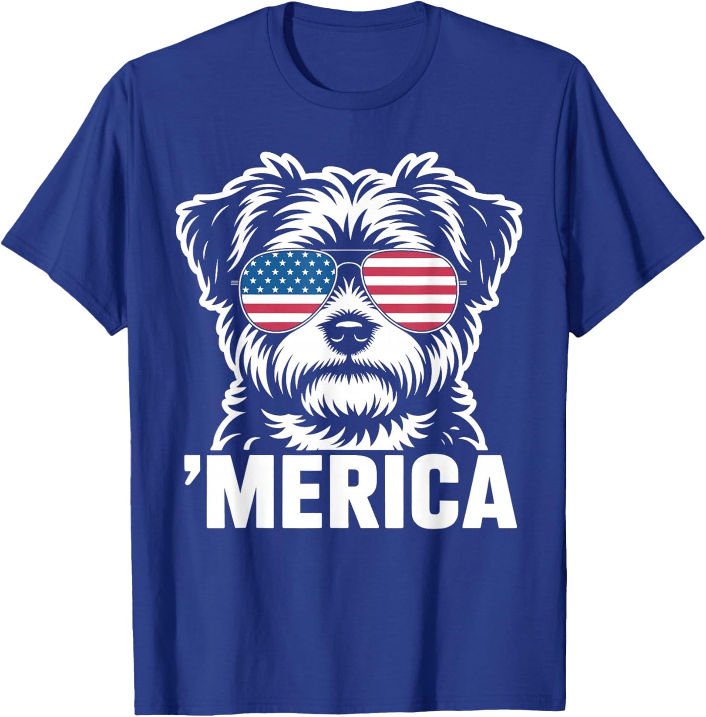 Patriotic USA American Flag 4th of July Morkie T-Shirt - T-Shirt | Royal