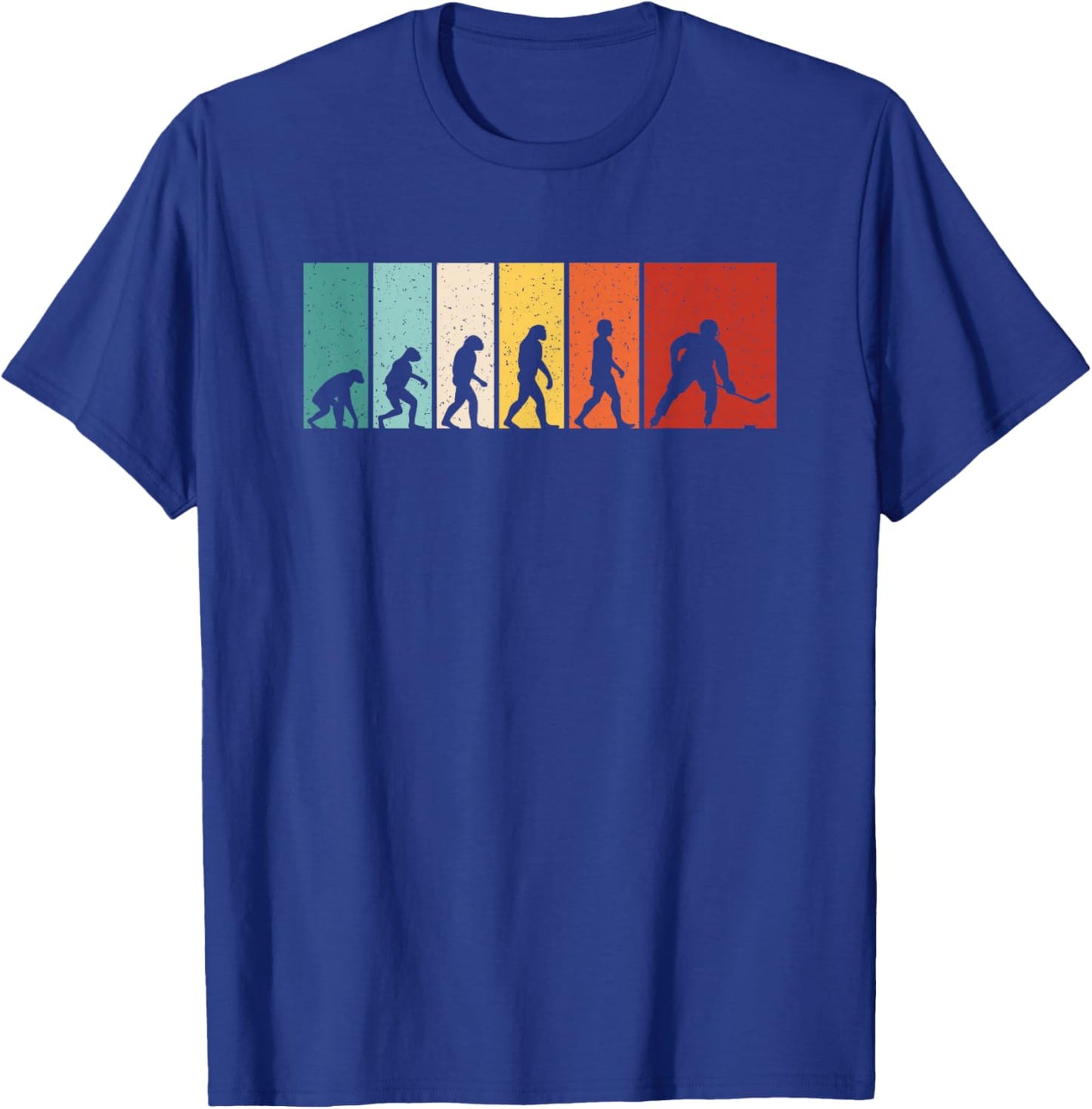 Hockey Evolution Retro Ice Hockey Player Men Boys T-Shirt - T-Shirt | Royal