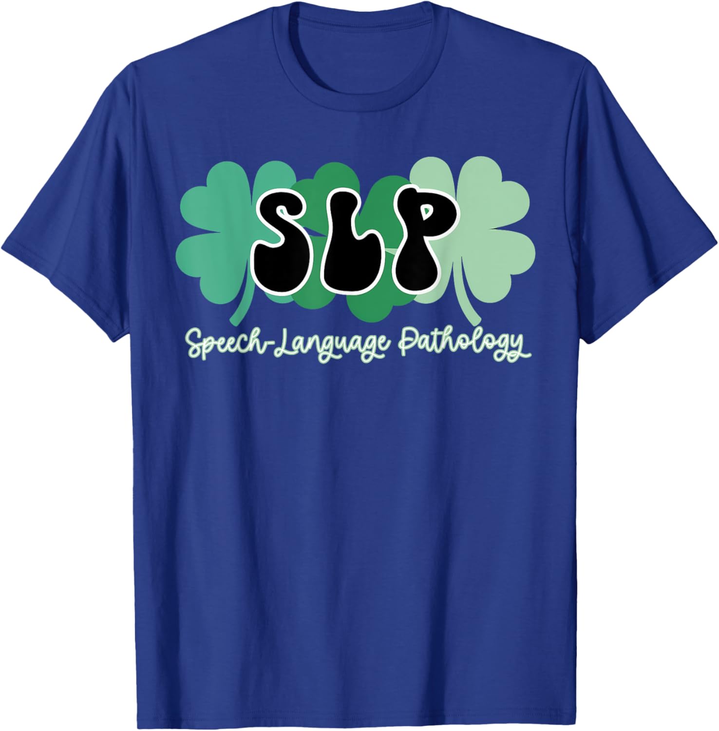 Retro St Patricks Day SLP Speech Language Pathology Shamrock T-Shirt - T-Shirt | Royal
