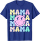 Retro Groovy Mama Leopard Happy Face Aesthetic Y2K Mother T-Shirt - T-Shirt | Royal