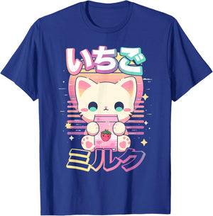 Cat Strawberry Milk Anime 90s Japanese Cat Japan T-Shirt - T-Shirt | Royal