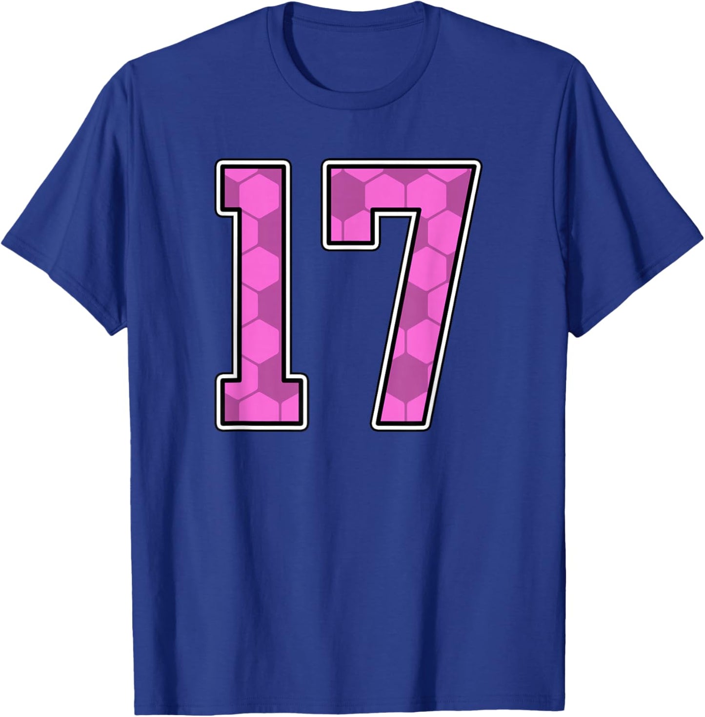 Pink Soccer Pattern Number 17 Jersey Player Uniform #17 T-Shirt - T-Shirt | Royal