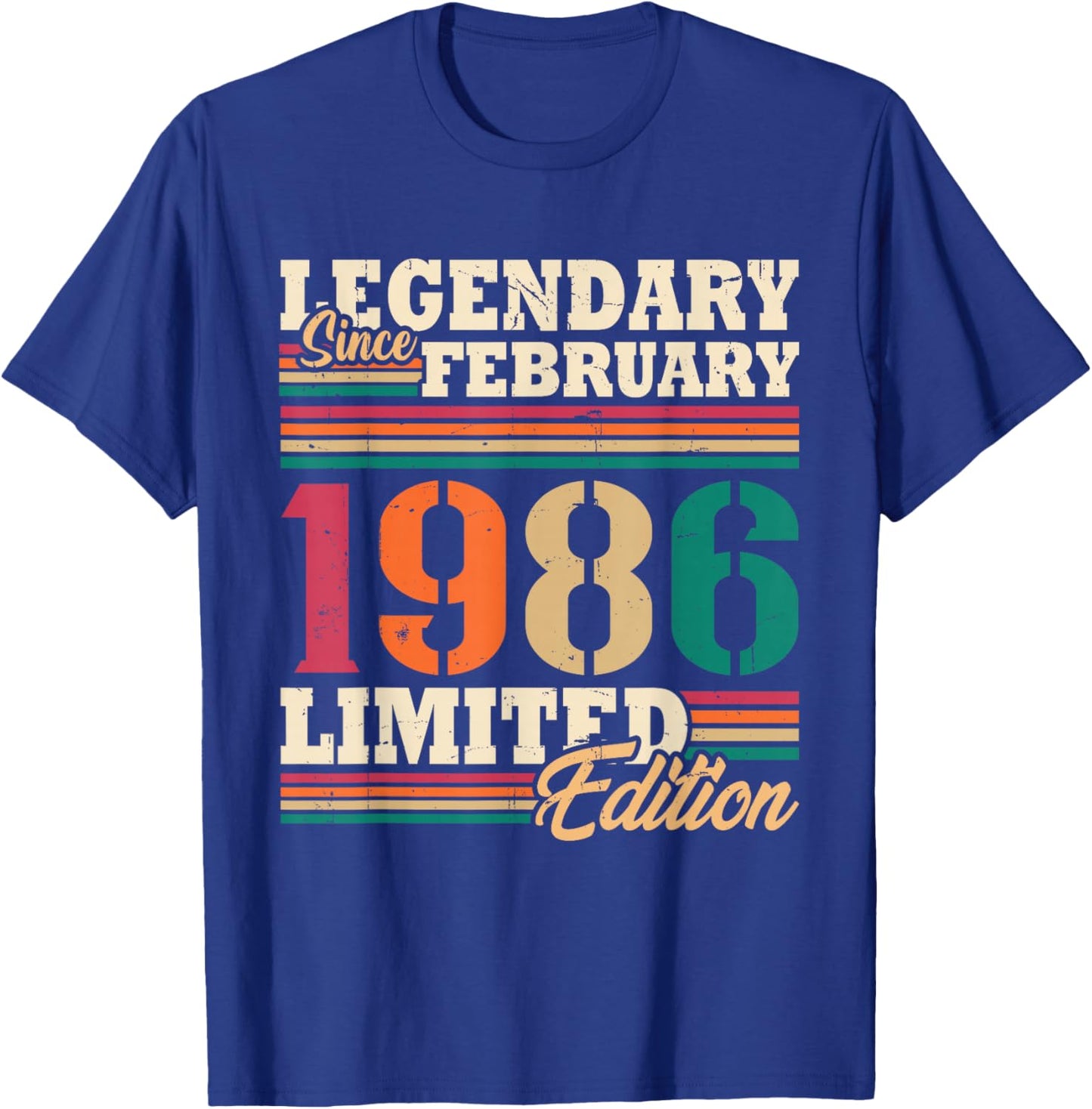 Vintage February 1986 Birthday Gift 40 Years Men T-Shirt - T-Shirt | Royal