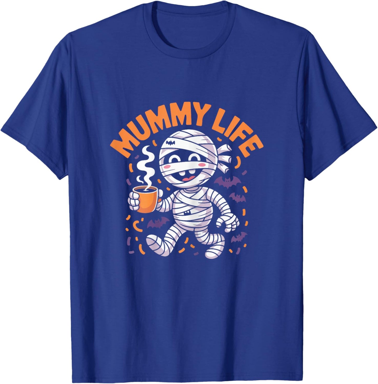 Mummy Life Halloween Coffee Lover Funny Spooky Cute Design T-Shirt - T-Shirt | Royal