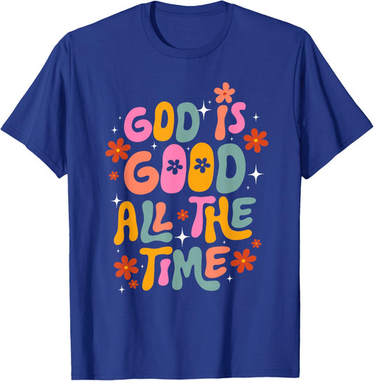 Retro God is Good All The Time Christian Men Women Kids T-Shirt - T-Shirt | Royal