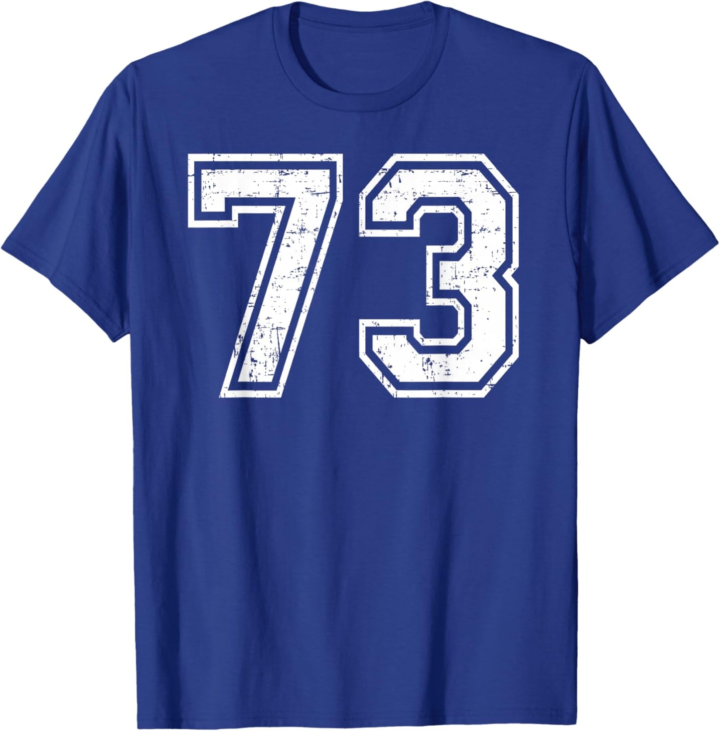 73 Number Seventy-Three Team Sports Grunge Varsity Matching T-Shirt - T-Shirt | Royal