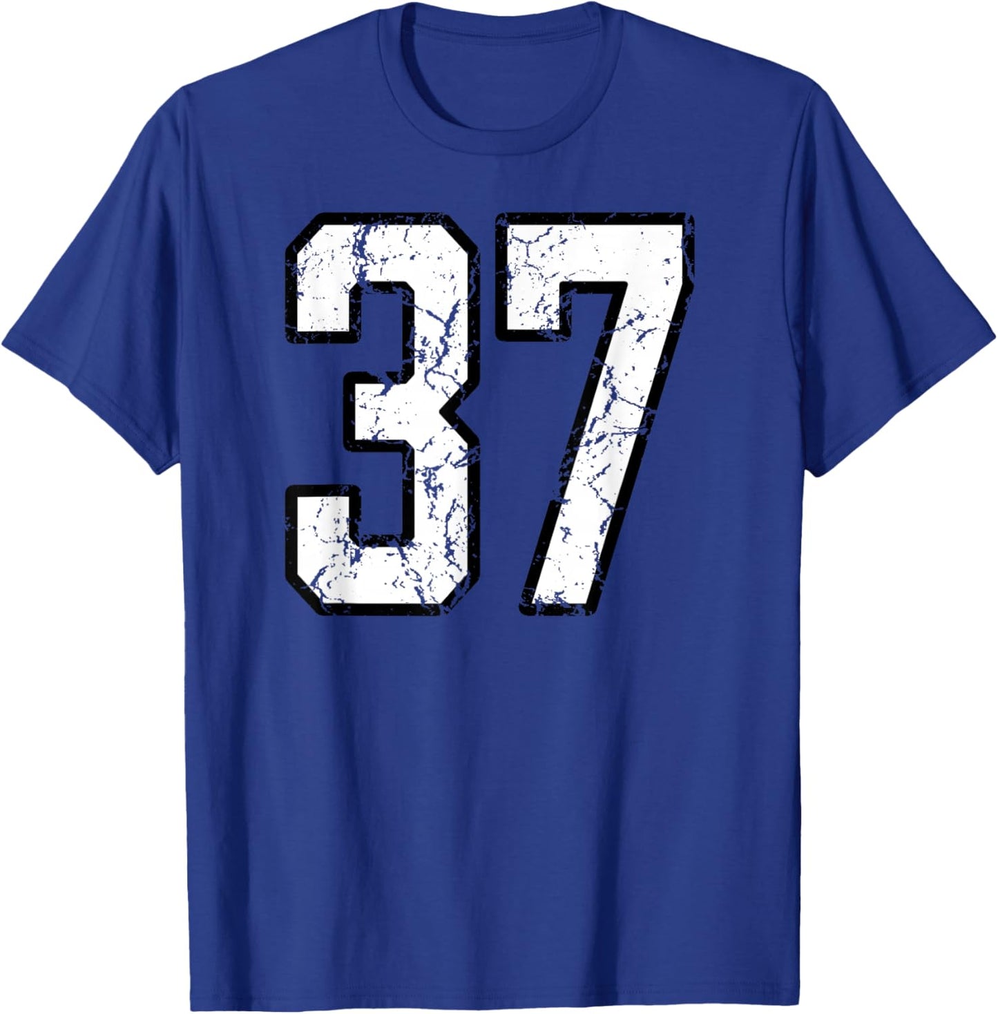 White and Black Sports Number 37 Jersey Uniform Player T-Shirt - T-Shirt | Royal