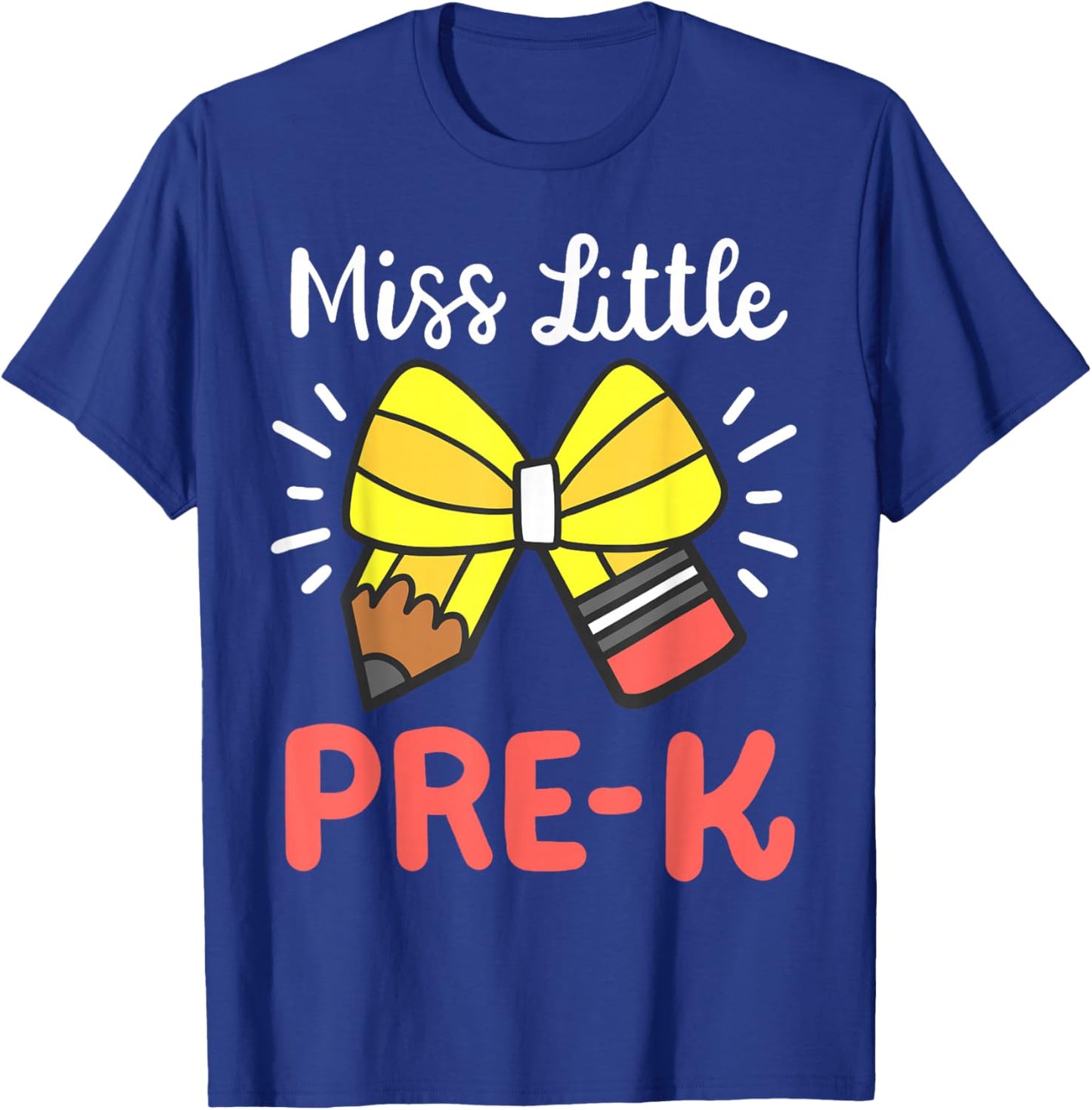 Little Miss Pre K Pencil Bow Back To School Girls Toddlers T-Shirt - T-Shirt | Royal