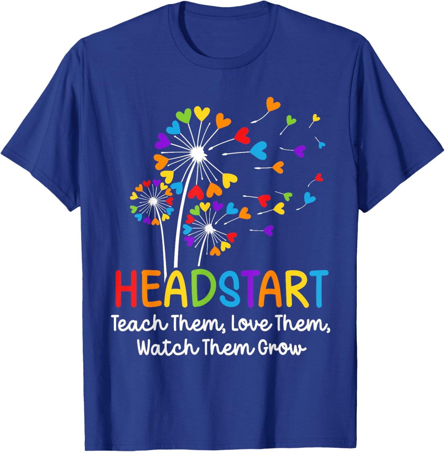 Teach Them Love Them Head start Dandelion Flower Early Childhood Educator - -Adults, Black, Small, Short Sleeve, Modern, Birthday-Themed, Cotton Blend, Machine Wash T-Shirt - T-Shirt | Royal