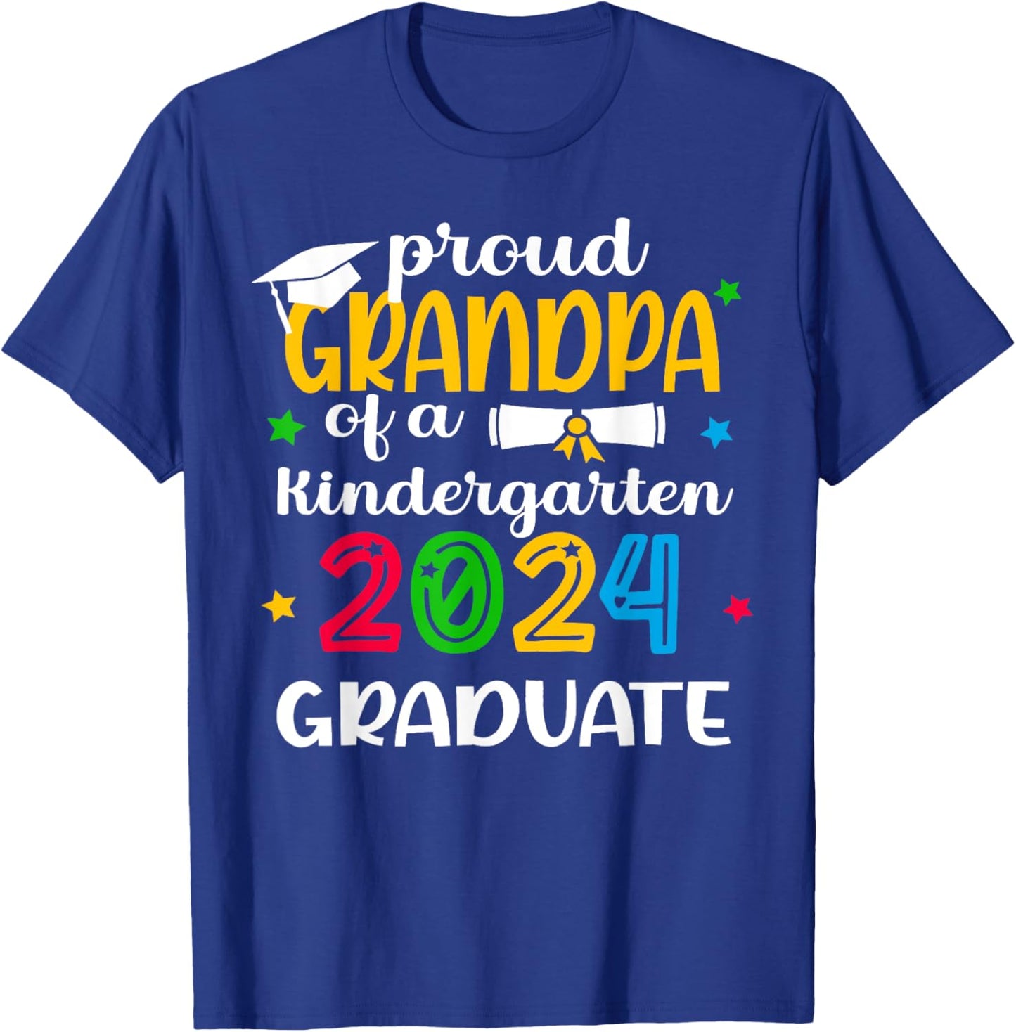 Proud Grandpa of Kindergarten Graduate 2024 Graduation T-Shirt - T-Shirt | Royal