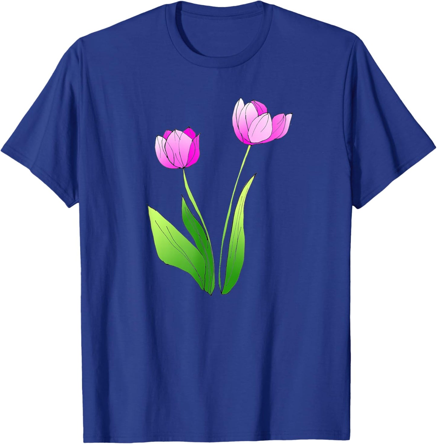 Tulip Flower Blossoming Artistic Watercolor Flower Lover T-Shirt - T-Shirt | Royal