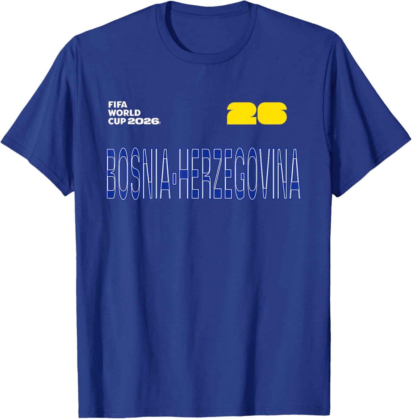 FIFA World Cup 2026 Bosnia Herzegovina Outline Graphic T-Shirt - T-Shirt | Royal