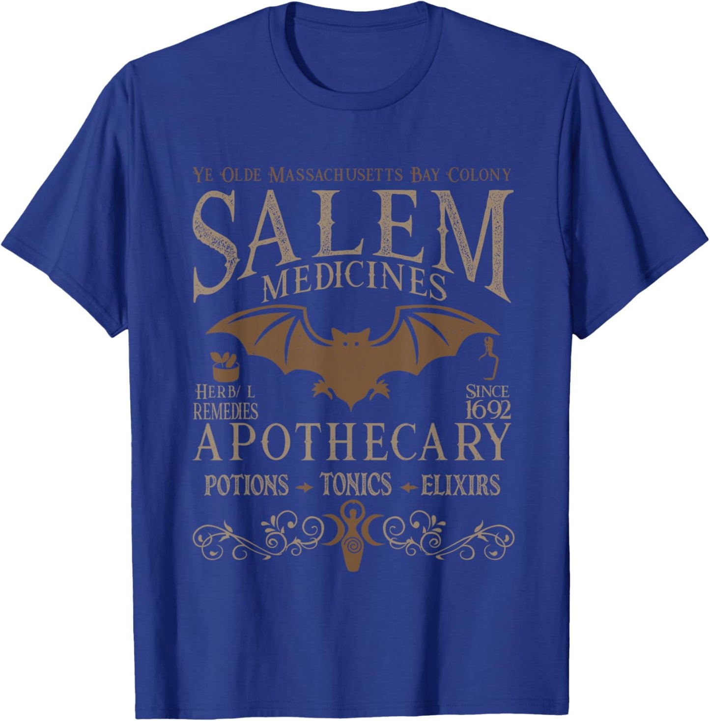 Retro Gothic Salem Witch Massachusetts Apothecary Halloween T-Shirt - T-Shirt | Royal